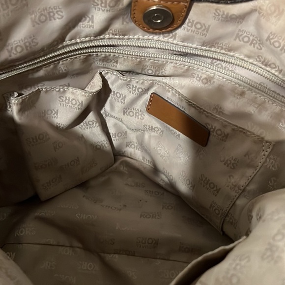 Michael Kors Signature Brown Tote Bag Leather Detail Purse - Picture 10 of 12